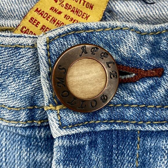 APPLE BOTTOMS Jeans 8 Distressed Straight Low Rise Stretch Denim Blue VTG HK - Picture 6 of 16